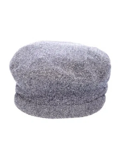 Pre-owned Eugenia Kim Linen Flat Top Hat In Blue