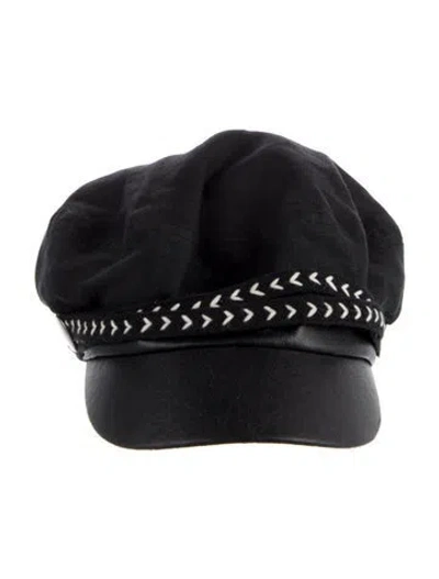 Pre-owned Eugenia Kim Linen Newsboy Hat In Black