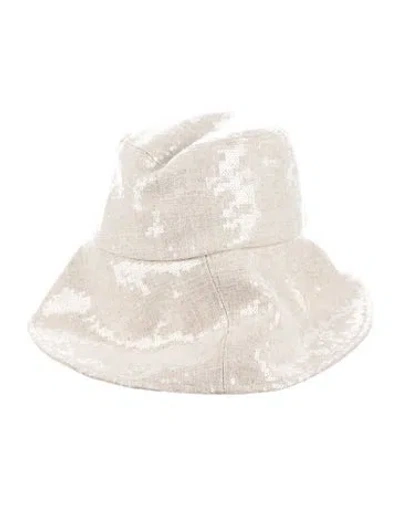 Pre-owned Eugenia Kim Linen Tie Bucket Hat  W/tags In Neutral