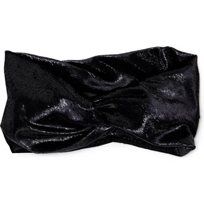Eugenia Kim Malia Metallic Velvet Head Wrap In Black