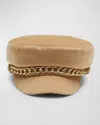 Eugenia Kim Marina Chain Cashmere Newsboy Cap In Camel