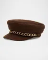 Eugenia Kim Marina Chain-embellished Newsboy Cap In Brown