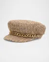Eugenia Kim Marina Chain-embellished Tweed Newsboy Cap In Brown