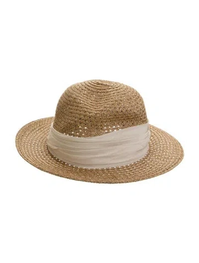Pre-owned Eugenia Kim Metallic Wide Glitter Brim Sun Hat  W/tags In Neutral