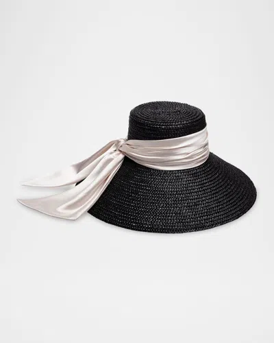 Eugenia Kim Mirabel Bow Straw Beach Hat In Black