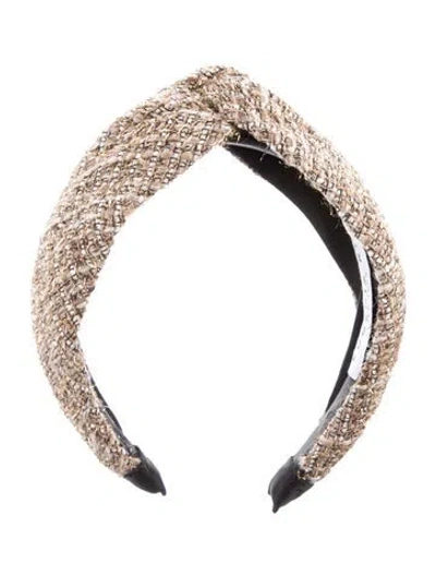 Pre-owned Eugenia Kim Neutral Metallic Wool Fringe Headband