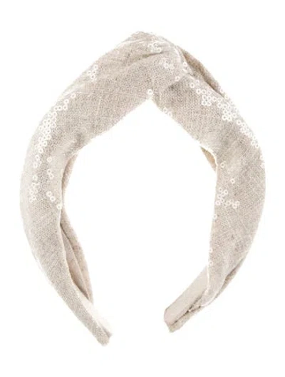 Pre-owned Eugenia Kim Neutral Sequin Pleated Style Headband
