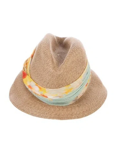 Pre-owned Eugenia Kim Neutral Toyo Paper Fedora In Neutrals