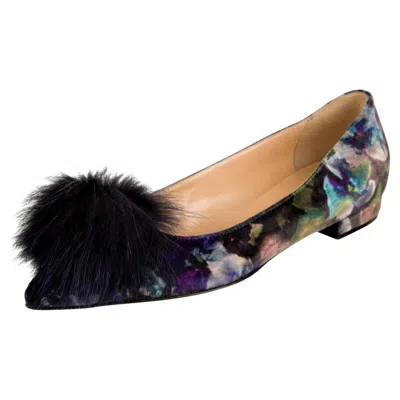 Pre-owned Eugenia Kim New  Velvet Mink Pointed Toe Flats Shoes Sz 37 In Black