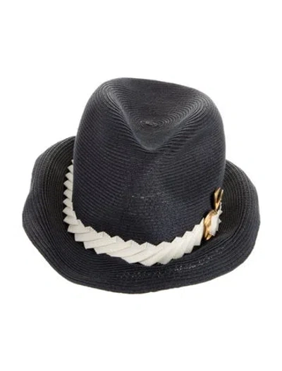 Pre-owned Eugenia Kim Paper Blend Fedora Hat In Blue