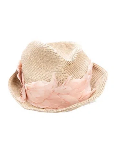 Pre-owned Eugenia Kim Paper Blend Fedora Hat In Neutrals
