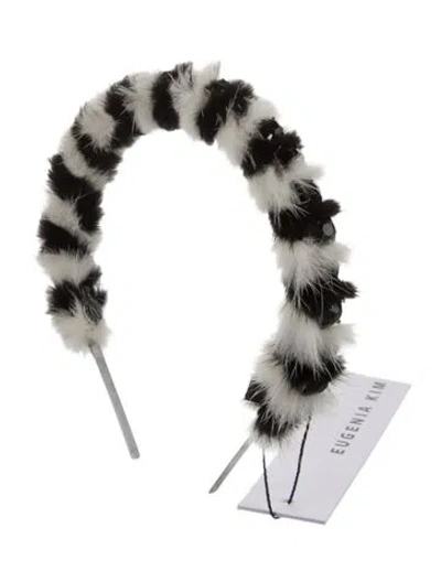 Pre-owned Eugenia Kim Pattern Print Faux Fur Hairband W/tags In Black