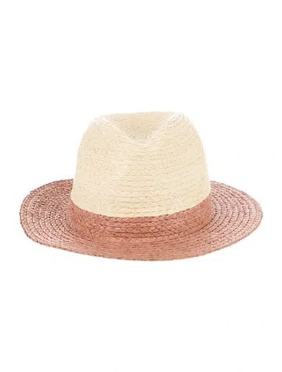 Pre-owned Eugenia Kim Pattern Print Straw Fedora Hat W/tags In Neutral