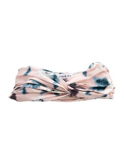Pre-owned Eugenia Kim Pink Pattern Printed Headband W, Pleated Accents