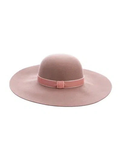 Pre-owned Eugenia Kim Pink Rose Fle Rabbit Hair Fedora Hat W/tags