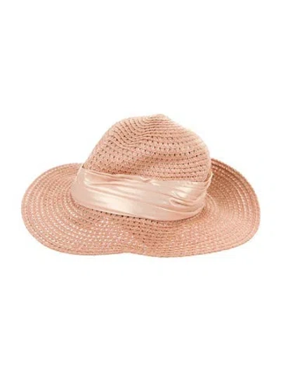 Pre-owned Eugenia Kim Pink Straw  Fedora Hat