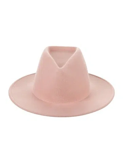 Pre-owned Eugenia Kim Pink Suede Felt Fedora Hat  W/tags
