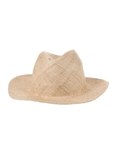 Pre-owned Eugenia Kim Plant Fiber Fedora Hat In Neutral
