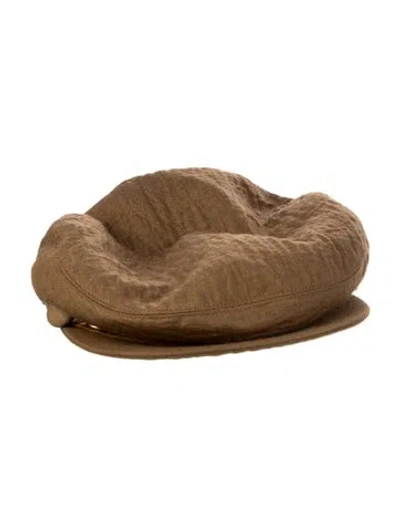 Pre-owned Eugenia Kim Polyester Blend Newsboy Cap In Brown