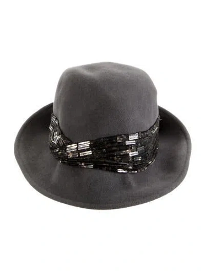 Pre-owned Eugenia Kim Rabbit Fedora Hat In Grey