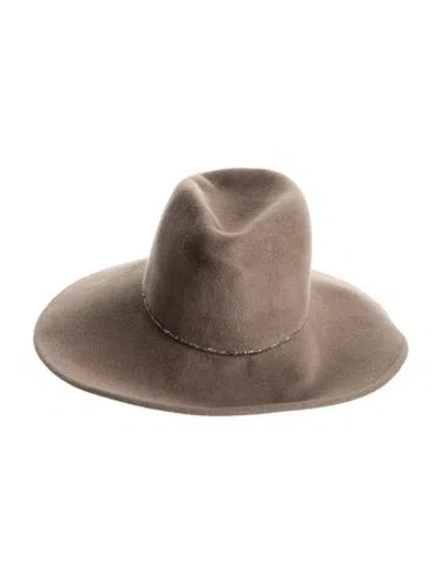 Pre-owned Eugenia Kim Rabbit Fedora Hat In Neutrals