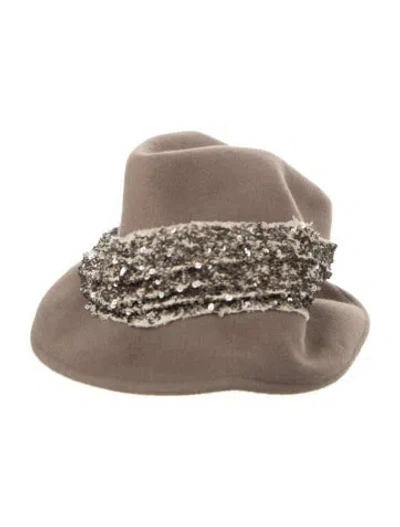 Pre-owned Eugenia Kim Rabbit Fur Fedora Hat In Brown