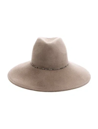 Pre-owned Eugenia Kim Rabbit Fur Wide Brim Sun Hat In Neutral