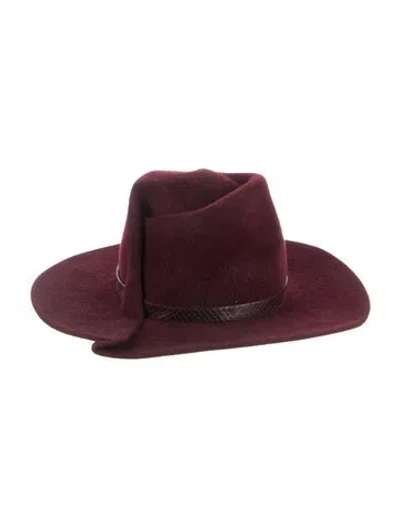 Pre-owned Eugenia Kim Rabbit Hair Felted Wide Brim Hat In Burgundy