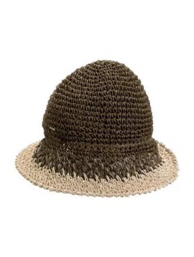 Pre-owned Eugenia Kim Raffia Crochet Bucket Hat  W/tags In Neutral