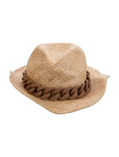 Pre-owned Eugenia Kim Raffia Fedora Hat In Neutral