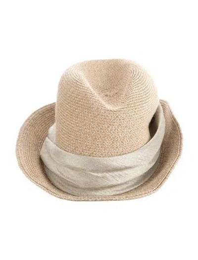 Pre-owned Eugenia Kim Raffia Fedora Hat In Neutrals