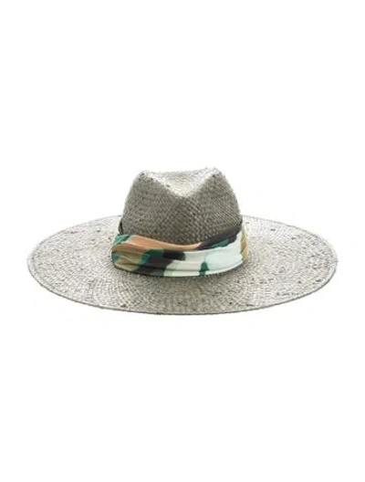 Pre-owned Eugenia Kim Raffia Woven Fedora Hat In Green