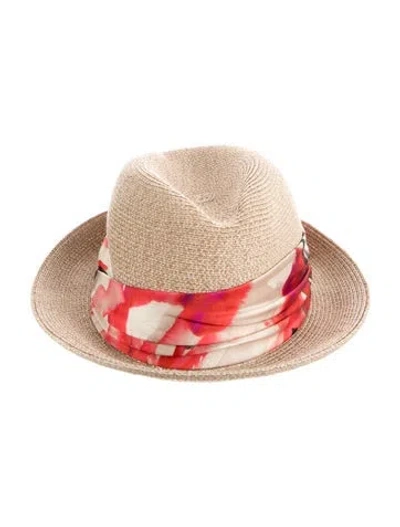 Pre-owned Eugenia Kim Raffia Woven Fedora Hat In Neutrals