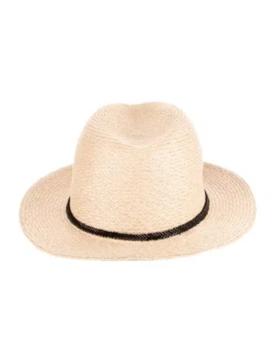 Pre-owned Eugenia Kim Raffia Woven Fedora Hat In Neutrals