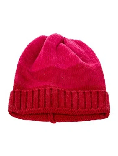 Pre-owned Eugenia Kim Red Pattern Printed Knitted Beanie  W/tags In Pink