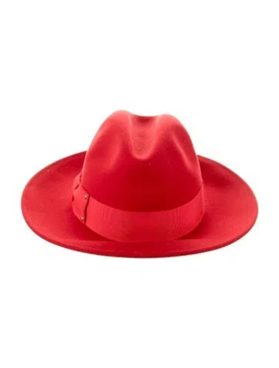 Pre-owned Eugenia Kim Red Wide Brim Hat With Red Grosgrain Band With Tags