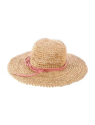 Pre-owned Eugenia Kim Ribbon Accent Straw Sun Hat In Neutrals