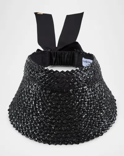 Eugenia Kim Ricky Straw Visor In Black