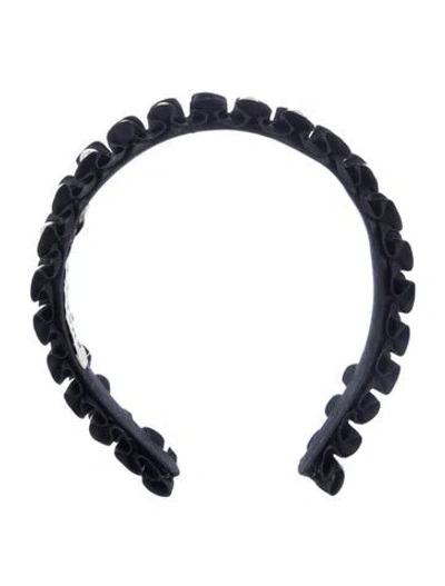 Pre-owned Eugenia Kim Ruffled Adjustable Headband In Black