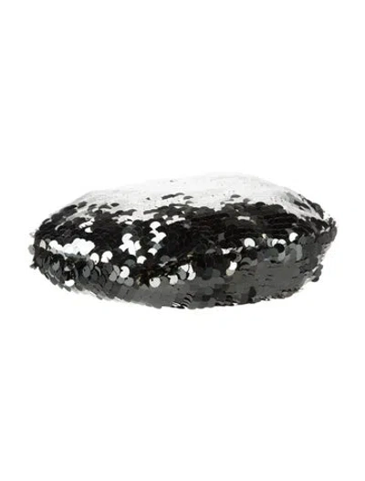 Pre-owned Eugenia Kim Sequin Embellished Beret Hat W/tags In Silver
