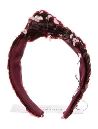 Pre-owned Eugenia Kim Sequin Embellished Hairband W/tags In Burgundy