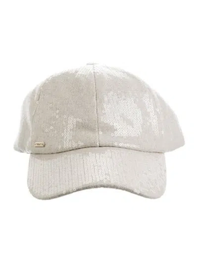 Pre-owned Eugenia Kim Sequin Linen Baseball Cap In Neutral