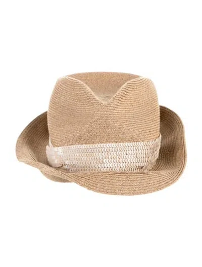 Pre-owned Eugenia Kim Sequined Rimmed Hat In Neutral