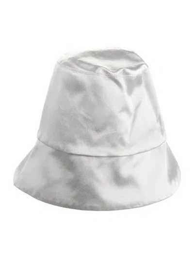Pre-owned Eugenia Kim Shiny Satin Bucket Hat In Silver