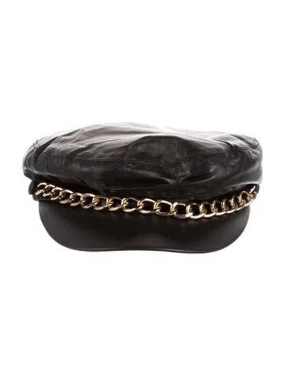 Pre-owned Eugenia Kim Solid Newsboy Cap In Black
