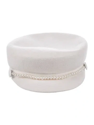 Pre-owned Eugenia Kim Solid Newsboy Cap In White