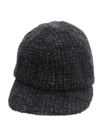 Pre-owned Eugenia Kim Sparkly Tweed Baseball Cap W/tags In Black