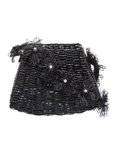 Pre-owned Eugenia Kim Straw Crossbody Bag In Black