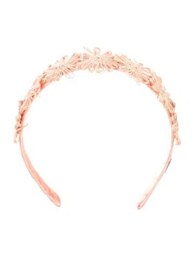Pre-owned Eugenia Kim Straw Embellished Headband In Pink