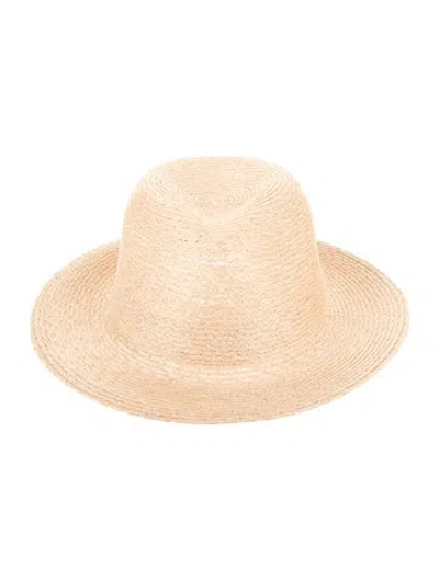 Pre-owned Eugenia Kim Straw Fedora Hat In Neutral
